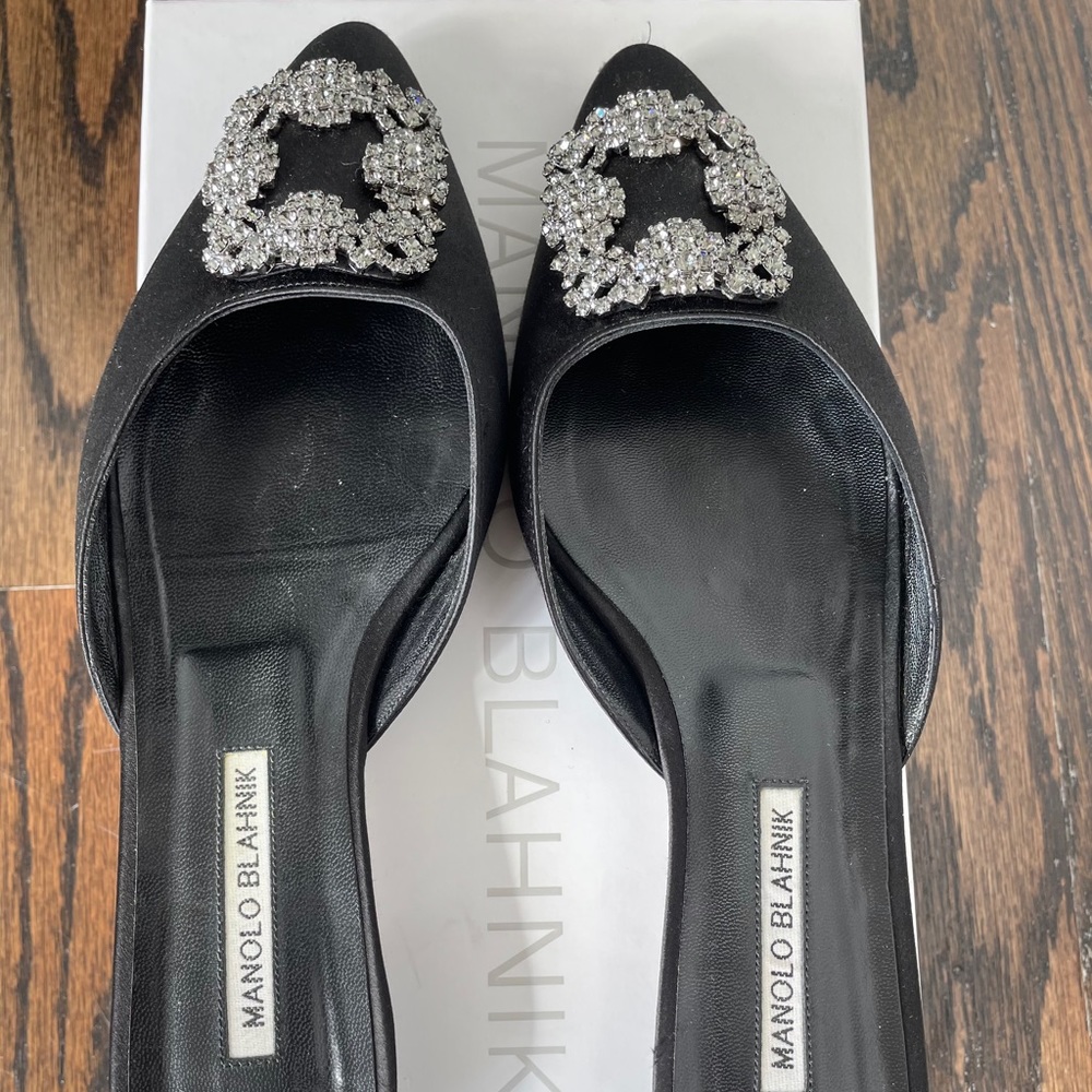 Manolo Blahnik Maysale Satin Mules